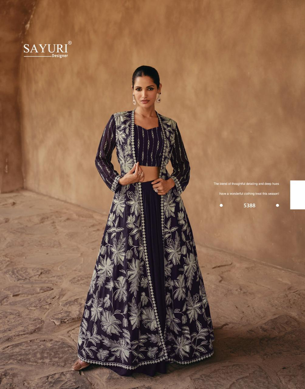 Sayuri Jewel Chinno Silk Real Georgette Wedding Wear Gown Catalog
